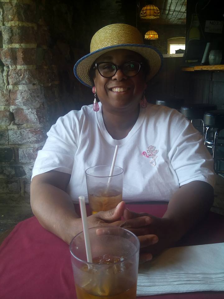 Malinda at lunch with Gary on River street 2016
